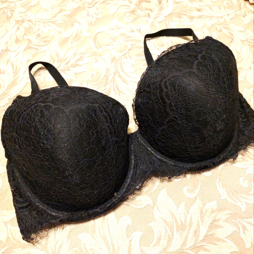 🔸🖤🔸 Fabulous Vintage VS Black Lace Lined Demi Bra - 38D - Picture 3 of 15